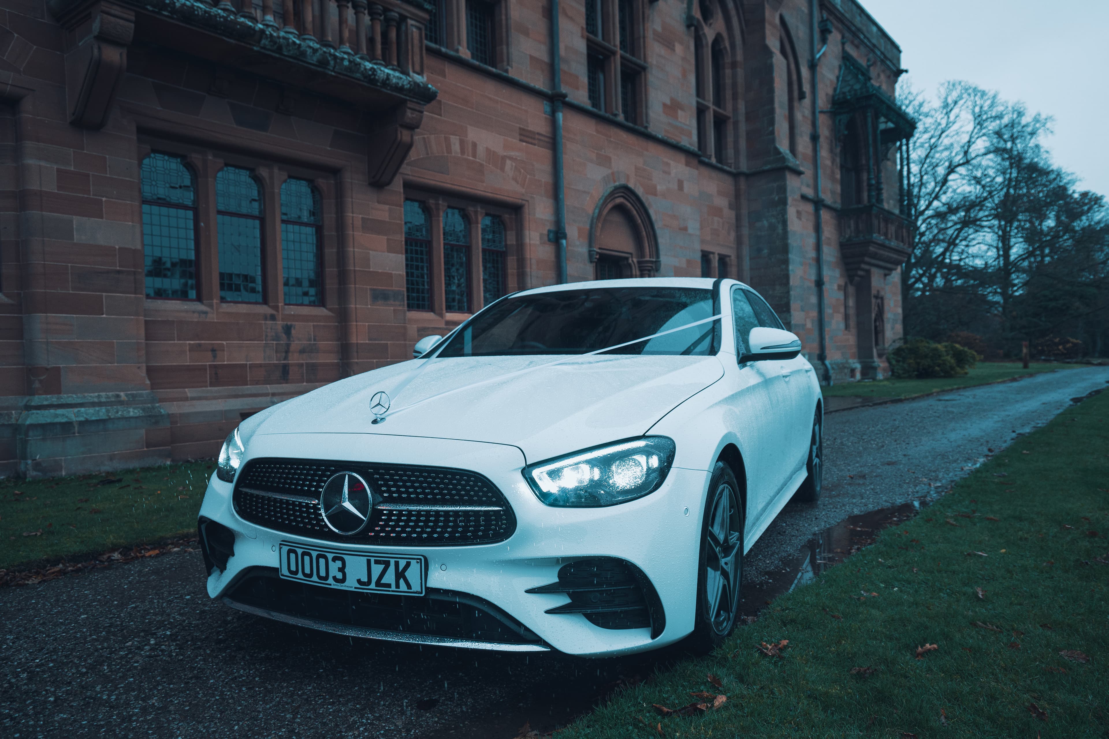 Mercedes wedding car at manor